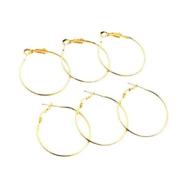 Imagem de Brincos De Argola Redondos Grandes Banhados a Ouro, 5 Cores, 20 Peças,