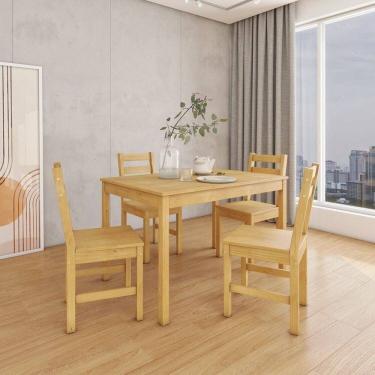 Imagem de Mesa de Madeira Maciça com 4 Cadeiras Mandacaru Cabecasa Madeiraoriginals Amendoa