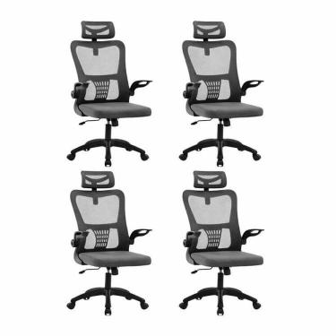 Imagem de Kit com 4 Cadeiras de Escritório com Encosto Presidente Office Baltimore Preto