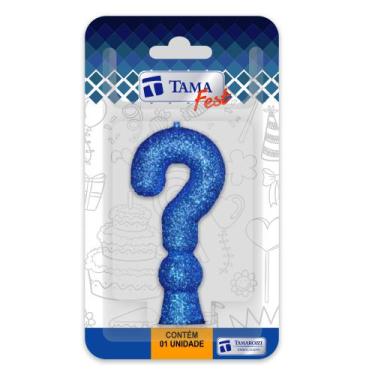 Imagem de Vela de aniversário Glitter Azul Interrogação com 10 un. - TAMAROZZI E