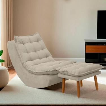 Imagem de Poltrona Decorativa Melissa Balanço Estofada E Puff Bouclê - SOFA STOR