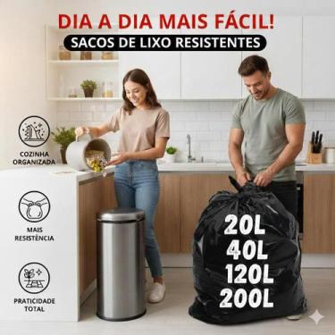 Imagem de Saco de Lixo Preto 200L Reforçado 90x110x0,6 C/100 Unidades - JN SHOP