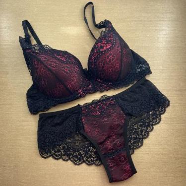 Imagem de Conjunto Conforto Paris - Kit Mania Lingerie, Preto, Frutilly, M