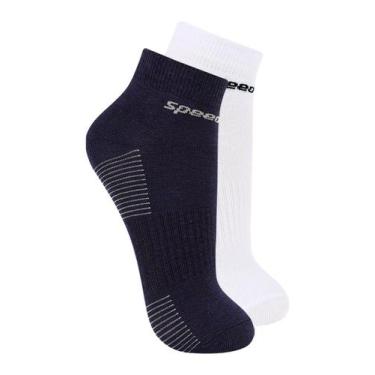 Imagem de Kit com 2 Pares de Meias Cano Curto Speedo 8034 Colorido, Branco, 39-4