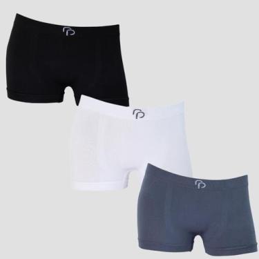 Imagem de Kit 3 Cuecas Infantil RP Sem Costura Lisa Poliéster, 1 preto, 1 chumbo