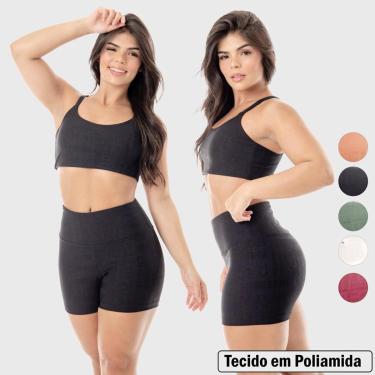 Imagem de Conjunto Fitness Top Short Poliamida Resenha Sport Alta Elasticidade Conforto-Feminino
