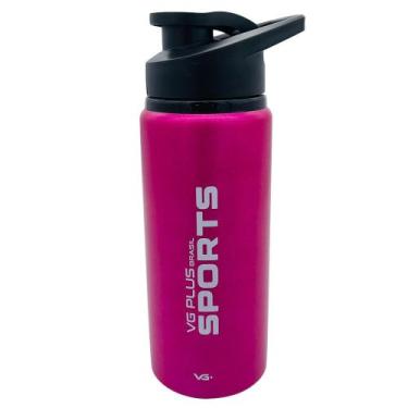 Imagem de Garrafinha Squeeze Alumínio Brilhante com Trava 600ml Academia VG+, Ro