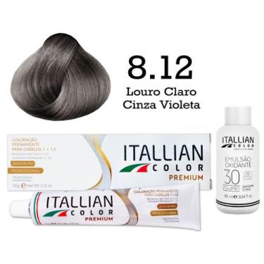 Imagem de Kit Coloração Itallian Color 8.12 Louro Claro Cinza Violeta + Oxi 30
