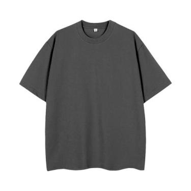 Imagem de Camiseta Masculina Oversized De Verão 260GSM Moda Coreana Manga Curta 