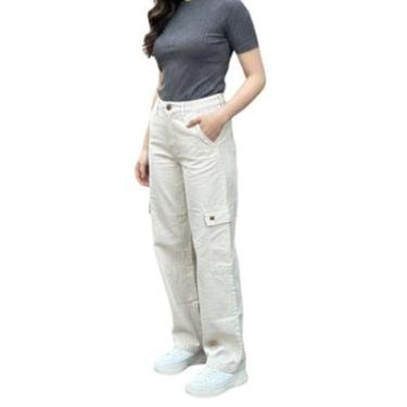 Imagem de Calça Feminina Max Denim 001 6797 Wide Leg Cargo-Feminino
