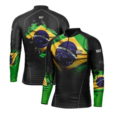 Imagem de Camisa de Pesca Proteção Solar UV Premium Brasil 1 - Mar Negro-Masculino