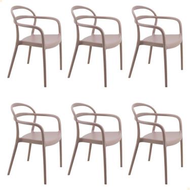 Imagem de Kit 6 Cadeiras Tramontina Sissi Summa Em Polipropileno E Fibra De Vidro Com Braços Camurça 92045210