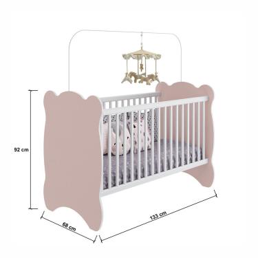 Imagem de Berço Em Mdp 15mm Com Bordas Em Pvc Arredondados Percasa Rosa