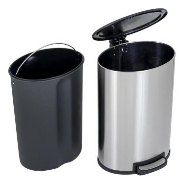 Imagem de Lixeira Cozinha 40l Cromada Inox 64x33x33cm Pedal