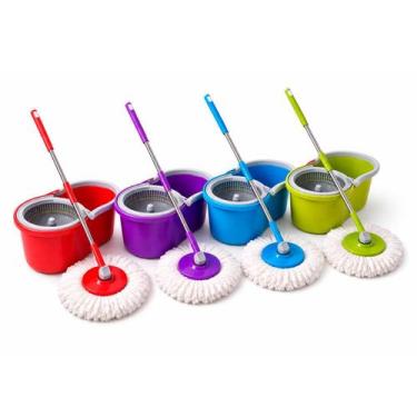 Imagem de Mop Esfregão com Balde Centrifugador e Cabo Ajustável Inox Limpeza Com