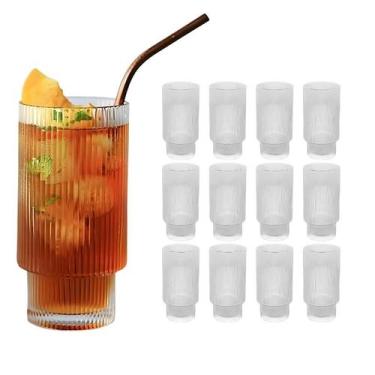 Imagem de Kit 12 Copos De Vidro Canelado Grafiatto Alto Água 310ml - CLICK HOUSE