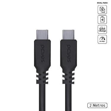 Imagem de Cabo Usb Tipo-c P/ Usb Tipo-c 2.0 - Preto - 2 Metro - Pucp-02 - PCYES