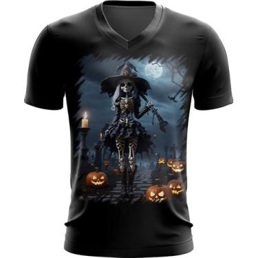 Imagem de Camiseta Gola V Bruxa Caveira Halloween 21 - Kasubeck Store®, GG