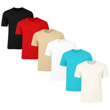 Imagem de Kit 6 Camisetas Masculina Lisa Básica 100% Algodão 02-Masculino