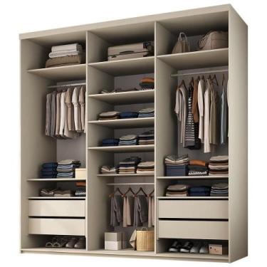 Imagem de Closet Casal Guarda Roupa Sem Porta 208cm 4 Gavetas MDF Tunísia R02 Be