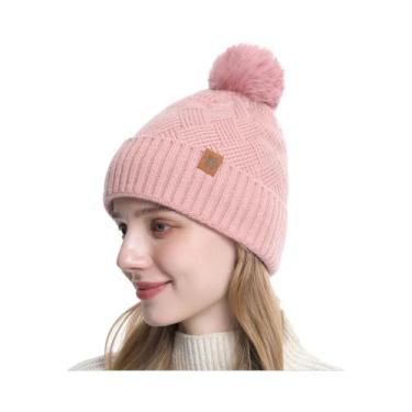 Imagem de Gorro De Malha Unissex Com Forro De Lã, Gorro De Inverno Quente De Cam