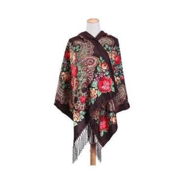 Imagem de Xale Feminino De Inverno Pashmina 2024 Estampado Designer Lenço Floral
