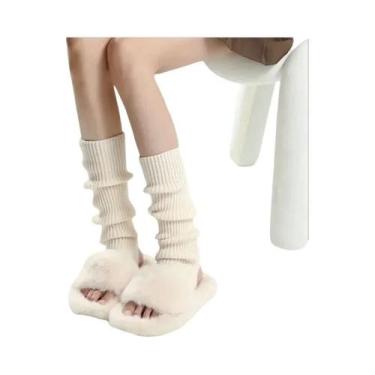 Imagem de Meias Longas Brancas De Tricô Estilo Lolita Para Mulheres, Aquecedores