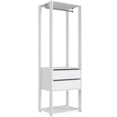 Imagem de Guarda Roupa Closet Branco 2 Gavetas e Cabideiro 60x45x183cm Modulado 