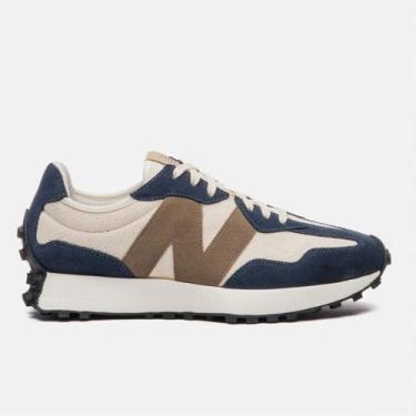 Imagem de Tênis Casual Masculino Conforto 327V1 New Balance - Bege/Azul, 39