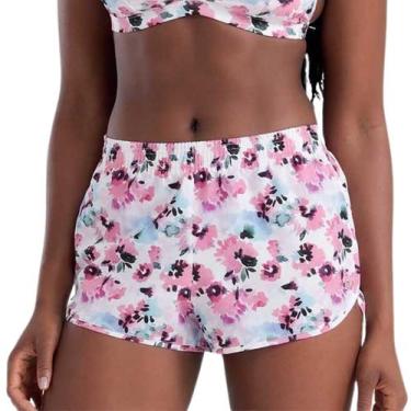 Imagem de Shorts Saída Praia Feminino Estampado She Poliéster Conforto, Rosa ro0