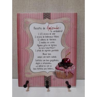 Imagem de Suporte para Chaves Receita da Amizade Mdf 3 Pinos 25,5x20x4cm - Zenir