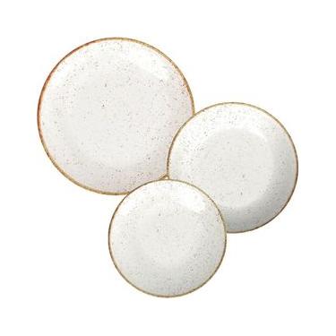 Imagem de Conjunto 12pçs Pratos de Porcelana Tramontina Rústico Marrom Sobremesa Raso Fundo