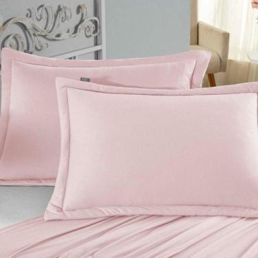 Imagem de Porta Travesseiro Matelado Nobre 2 Peças Malha 100% Algodão - Rosa - E