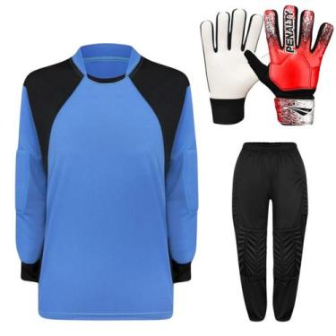 Imagem de Kit de Goleiro Infantil Camisa + Calça Acolchoada + Luva Penalty Delta