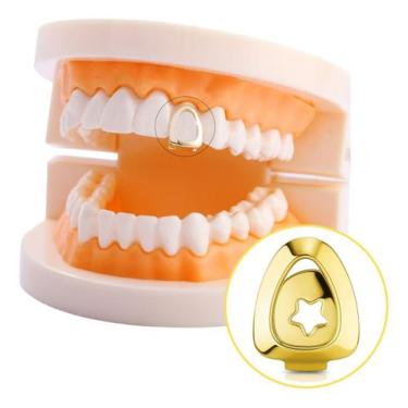Imagem de Grillz Unitário Vazado Hip Hop Trap Banhado A Ouro 18k Dente - wb