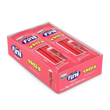 Imagem de Mini Bala de Gelatina Tubes Morango Doce 15g 12 Unidades Fini Regaliz