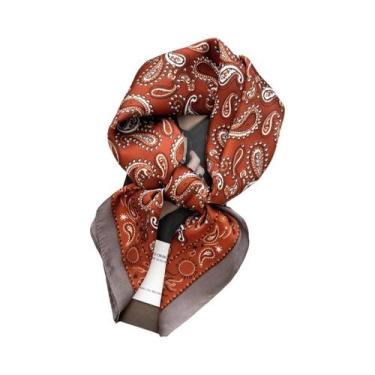 Imagem de Lenço De Seda Luxuoso Feminino 70x70cm, Estilo Praia, Bandana Para Cab
