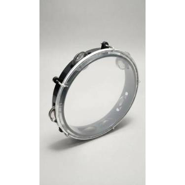 Imagem de Pandeiro Infantil 8" Pele Cristal Platinelas Inox Preto - Congratulati