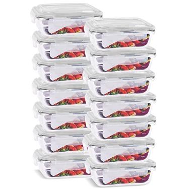 Imagem de KIT 14 Pote de Vidro Retangular com Tampa Hermética 640ml Branco