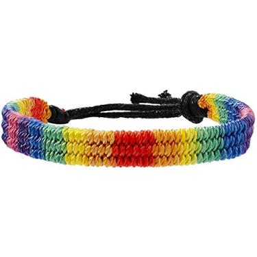 Imagem de Bracelete de arco-íris orgulho LGBT, bracelete trançado ajustável feito à mão, tornozeleira, lésbica gay, transgênero, acessórios de cordas, bracelete, unissex, presente para homens
