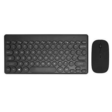Imagem de Combo de mini teclado e mouse sem fio, 2,4 G, 78 teclas, teclado e mouse sem fio portátil com botões de 4 teclas, design ergonômico, para escritório e casa (preto)