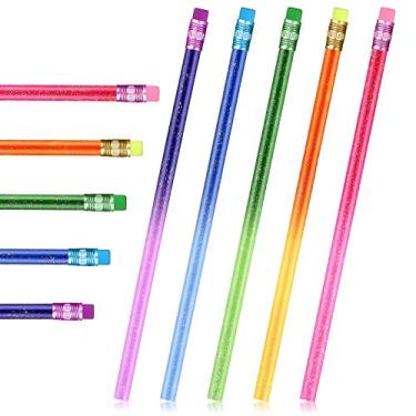 Imagem de Lápis de madeira com brilho metálico que muda de cor com borracha, lápis de madeira ativados por calor lápis termorromáticos cores sortidas (30)