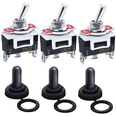 Imagem de Twidec 3 Pcs Heavy Duty Rocker Toggle Trocar 16A 250V Ac Spdt 2 Posições 3 Pinos Ligado No Interruptor Com Metal Bat Tampa De Bota Impermeável Ten-1121-B102 3 Pinos Ligado/Ligado