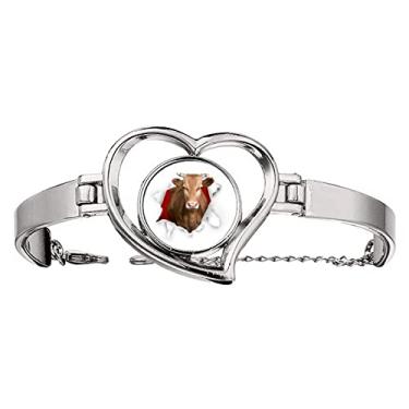 Imagem de N/A N/A Bracelete de papel animal com pedras de coração e pedras de touros, medium, metal