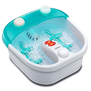 Imagem de Sunbeam 16975 Aqua Therapy Foot Spa com calor, bolhas, rolos de massagem e acessórios para pedicure, detalhes de névoa oceânica com bacia branca extralonga
