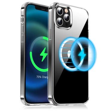 Imagem de Meifigno Capa magnética transparente projetada para iPhone 12/12 Pro, [proteção de grau militar e compatível com MagSafe], policarbonato rígido com bordas macias, projetada para iPhone