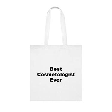 Imagem de Bolsa Tote Cosmetologist Best Cosmetologist Ever Bag, presente cosmetologista, presente para cosmetologista, bolsa de ombro cosmetologista, bolsa de ombro cosmetologista, bolsas reutilizáveis cosmetologista, ideia de de Natal, Branco