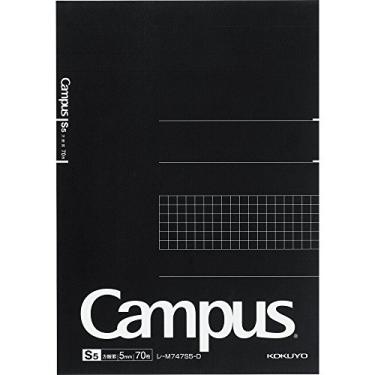 Imagem de KOKUYO Bloco de notas de composição, 1 pacote com bloco de notas A5 Campus A5 com grade de 5 mm, 40 folhas, caderno quadrado escolar 12 x 12 em preto, bloco de notas de diário para mulheres, trabalho