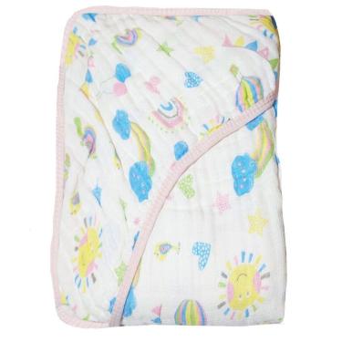 Imagem de Toalha De Banho Infantil Soft 80x80cm Bebe Estampada 100% Algodao Com Capuz Menina Solzinho Papi