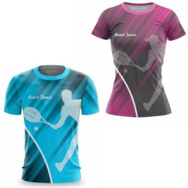 Imagem de Kit Casal Camiseta Masculina Feminina Beach Tennis Camisa Térmica Dry